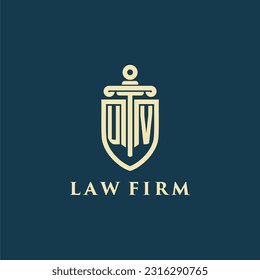 UV initial monogram for law firm with sword and shield logo image