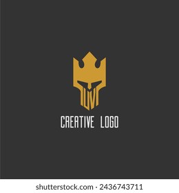 UV initial monogram logo for gaming with creative king spartan image design