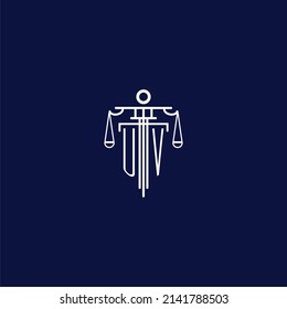 Logo inicial de monograma UV para la firma de abogados con diseño vectorial de escala
