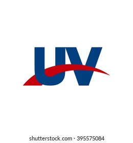 UV initial overlapping swoosh letter logo blue red