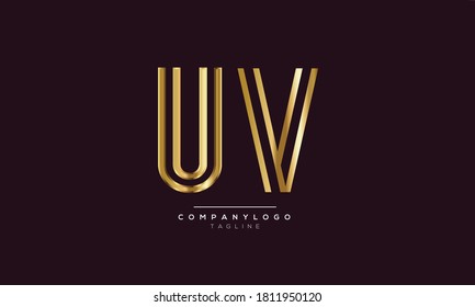 UV initials monogram letter text alphabet logo design