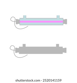 UV lamp to eliminate microbes in water. Water installation, piping, industrial, beverage, water management. Vector