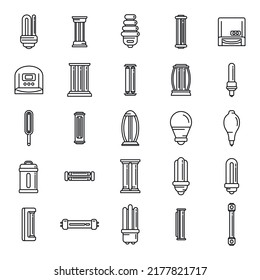 UV Lamp Icons Set Outline Vector. Care Clinic. Bulb Cleaner