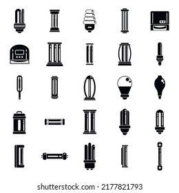 UV Lamp Icons Set Simple Vector. Care Clinic. Bulb Cleaner