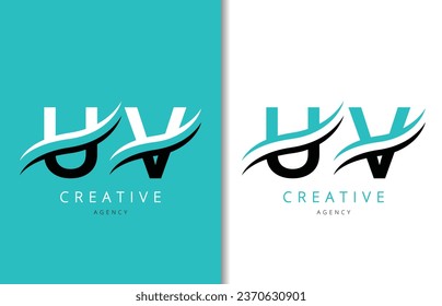 Diseño del logotipo de la carta UV con fondo y logotipo de la empresa creativa. Diseño moderno de la moda de las letras. Ilustración del vector