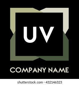 UV letters business logo creative  icon design template elements in abstract background logo, design identity in square with four colors, modern alphabet letters
