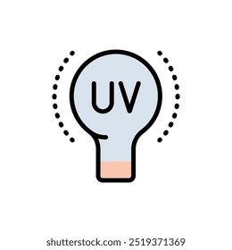 Luz UV para ícone de cor de desinfecção. Ícone de luz ultravioleta, radiação de raios UV. Ilustração de arte vetorial de radiação eletromagnética