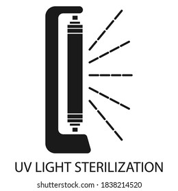 UV Light Disinfection Lamp. Ultraviolet Light Sterilization Of Air And Surfaces. Device For Disinfection Of Premises. Surface Cleaning. UV Lamp. Glyph Icon. Vector Illustration