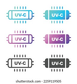 Desinfección de luz UV, icono de línea, vector.