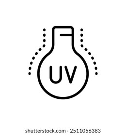 Luz UV para ícone de contorno de desinfecção. Ícone de luz ultravioleta, radiação de raios UV. Ilustração de arte vetorial de radiação eletromagnética