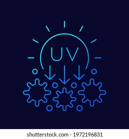 UV Light For Disinfection, Ultraviolet Rays Line Vector Icon