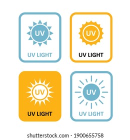 UV Light Labels, Sterilization Quartz Light Bulb Information Sign, UV-C Tag Icon, Quartz Disinfection Lamp Icon, Vector