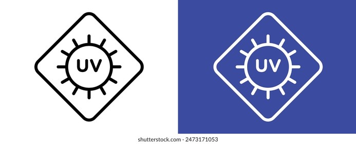 Señal de seguridad de luz UV que indica que no mire directamente a los rayos ultravioleta