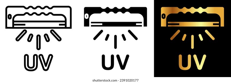 The UV Light Source icon symbolizes the essential component in various applications, from curing adhesives in manufacturing to promoting polymerization in printing processes.