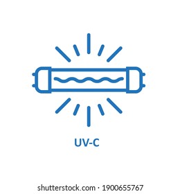 UV light sterilization icon, UV-c quartz light bulb for disinfection, ultraviolet lamp information sign, vector
