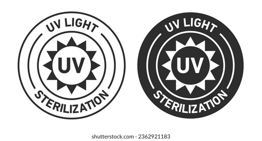 UV Light Sterilization Icons set in black filled and outlined.