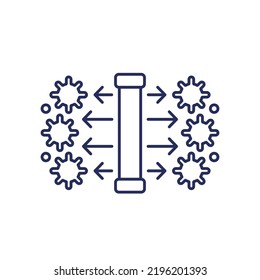 UV light sterilization, UV-C lamp line icon, vector