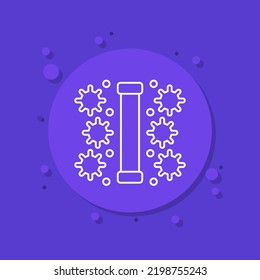 UV Light Sterilization, UV-C Lamp Icon, Line Vector