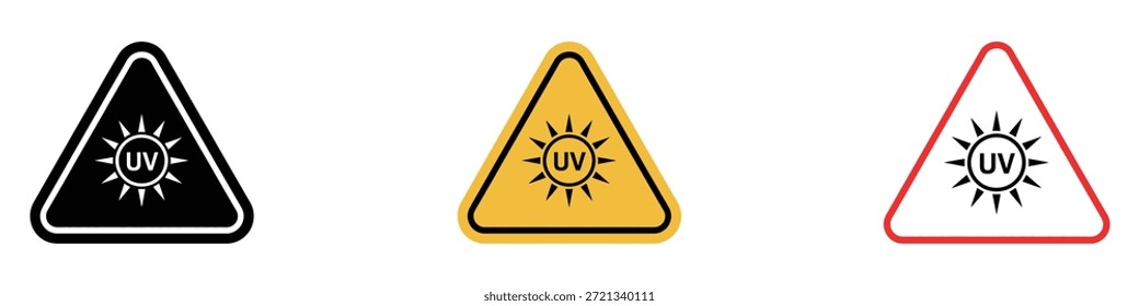 Sinal de aviso de luz UV ícone vetor. símbolo de perigo de exposição solar. ilustração vetorial.
