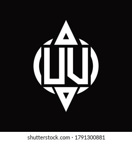 UV Logo with circle rounded combine triangle top and bottom side design template