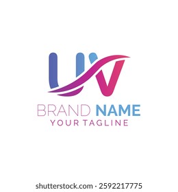 UV logo design. Trendy awesome artistic UV initial based Alphabet icon logo.