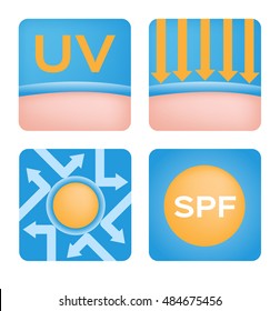 uv logo and icon sets spf vector, 6 orange ultraviolet set