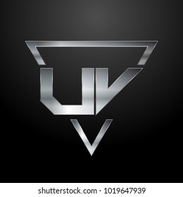 UV Logo, Metal Logo, Silver Logo, Monogram, Polygon