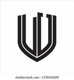 Monograma de logotipo UV con diseño de escudo de emblema aislado en fondo blanco