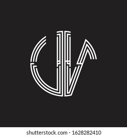 UV Logo monogram triple ribbon style line design template isolated on black background