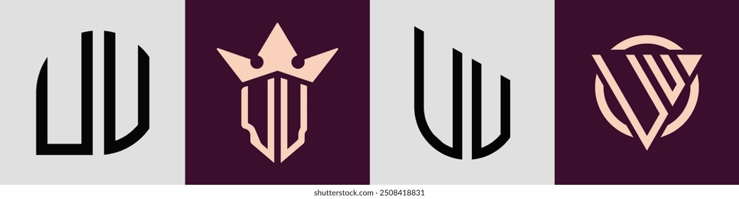 UV modern initial letter logo design vector bundle. It will be suitable for which company or brand name start those initial.