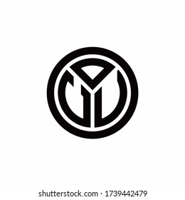 UV monogram logo with circle outline design template isolated on white background