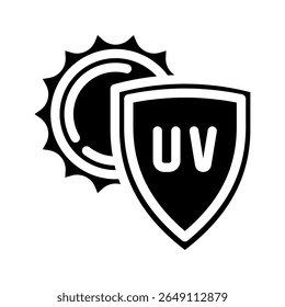 ícone de glifo de proteção uv vetor. sinal de proteção uv. ilustração de símbolo isolado
