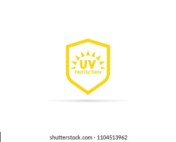 UV protection icon, anti ultraviolet radiation with sun and shield logo symbol. vector illustration.