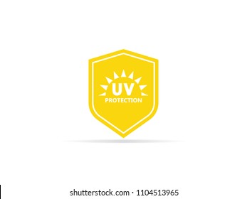 UV protection icon, anti ultraviolet radiation with sun and shield logo symbol. vector illustration.