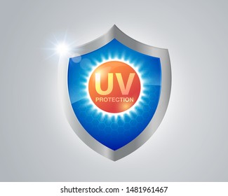 UV protection icon design.
Sun protection shield from UV rays.
Vector eps file.