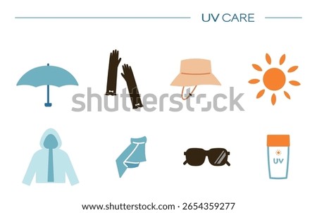UV protection icon set material color