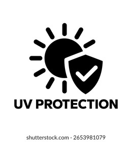 UV protection icon set. UV radiation icon. Ultraviolet symbol. Sun uv protection icons. Sunscreen spf logo. UPF sun protection label product. Skincare illustration, sign for cosmetics packaging.