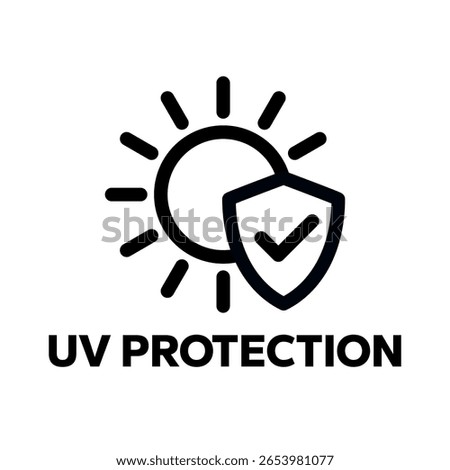 UV protection icon set. UV radiation icon. Ultraviolet symbol. Sun uv protection icons. Sunscreen spf logo. UPF sun protection label product. Skincare illustration, sign for cosmetics packaging.