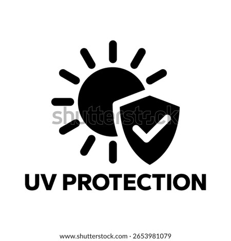 UV protection icon set. UV radiation icon. Ultraviolet symbol. Sun uv protection icons. Sunscreen spf logo. UPF sun protection label product. Skincare illustration, sign for cosmetics packaging.
