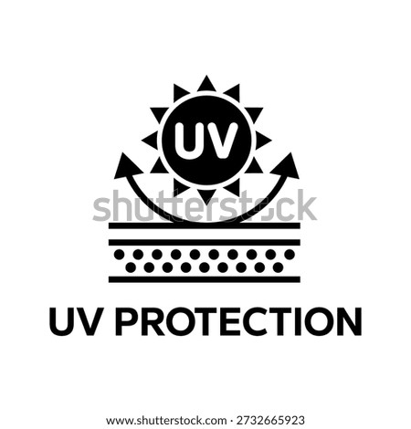 UV protection icon set. UV radiation icon. Ultraviolet symbol. Sun uv protection icons. Sunscreen spf logo. UPF sun protection label product. Skincare illustration, sign for cosmetics packaging.