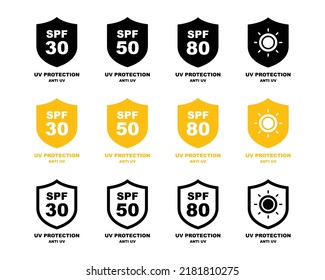 Uv protection icon set vector