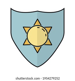 UV protection icon, sun and shield. Vector illustration