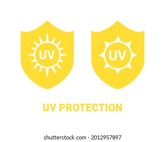 UV protection icon. Sun and shield. Isolated on white background. Illustration vector