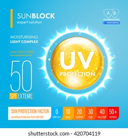 UV protection icon. Ultraviolet sunblock icon. SPF sun Protection icon. Vector illustration