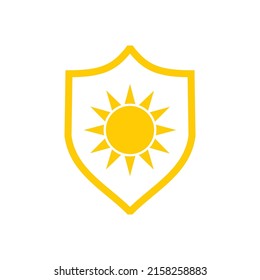 UV protection icon vector, sun and shield