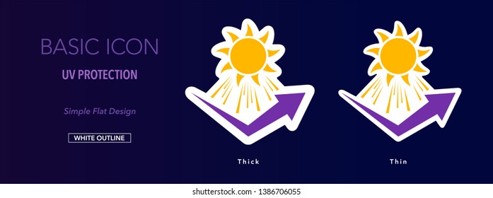 UV protection icon with white outline. Simple flat design.