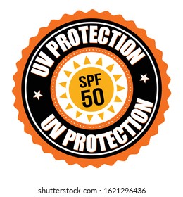UV protection label or sticker on white background, vector illustration