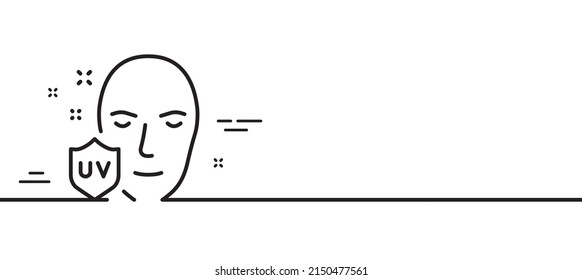UV protection line icon. Skin care sign. Healthy face symbol. Minimal line illustration background. UV protection line icon pattern banner. White web template concept. Vector