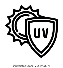 uv protection line icon vector. uv protection sign. isolated contour symbol black illustration