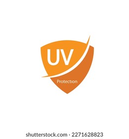 logotipo de protección uv y vector de icono, ultravioleta con reflexión alrededor del círculo
